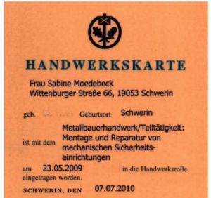 Eintrag in der Handwerksrolle